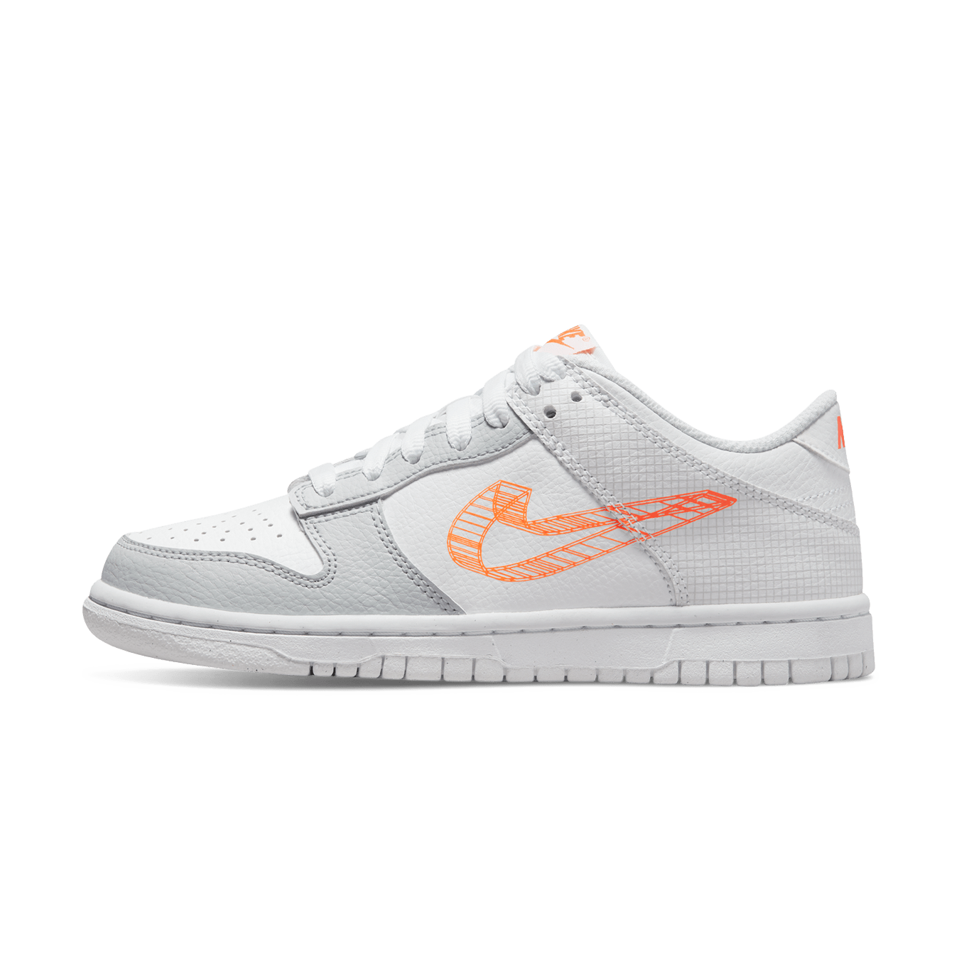 Nike Dunk Low GS 3D Swoosh White Grey - Kick Game