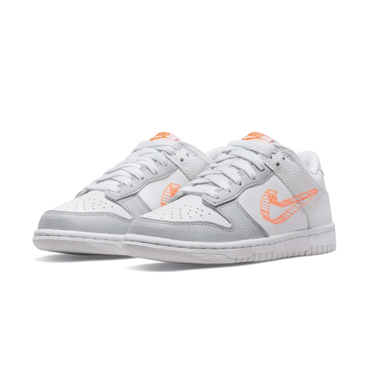 Nike Dunk Low GS 3D Swoosh White Grey - Kick Game