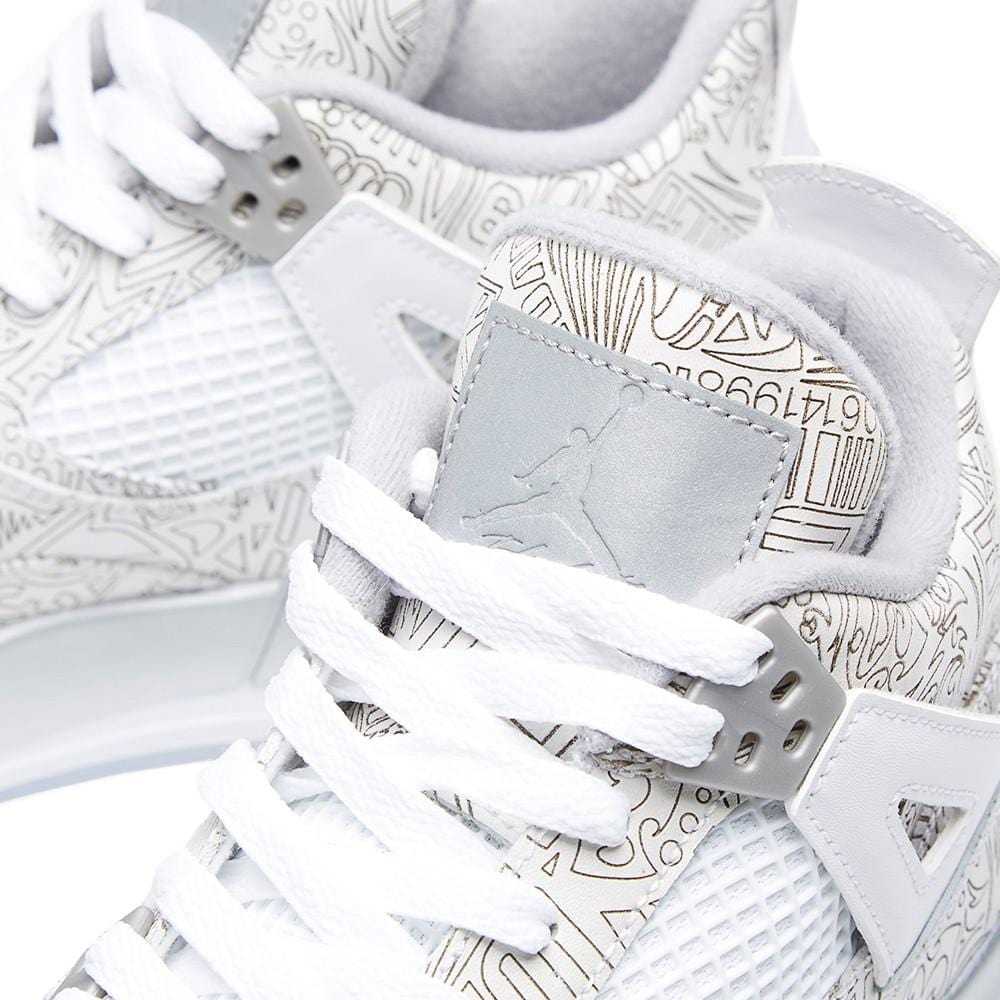 AIR JORDAN 4 RETRO LASER BG White & Metallic Silver - Kick Game