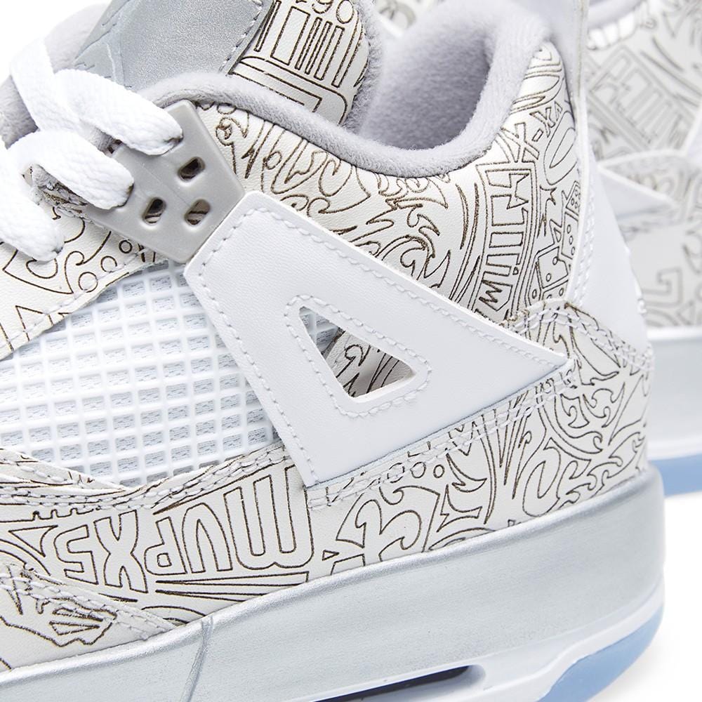 AIR JORDAN 4 RETRO LASER BG White & Metallic Silver - Kick Game