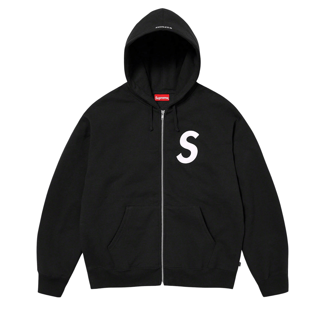 Supreme S Logo Zip Up Hooded Sweatshirt Black Kick Game