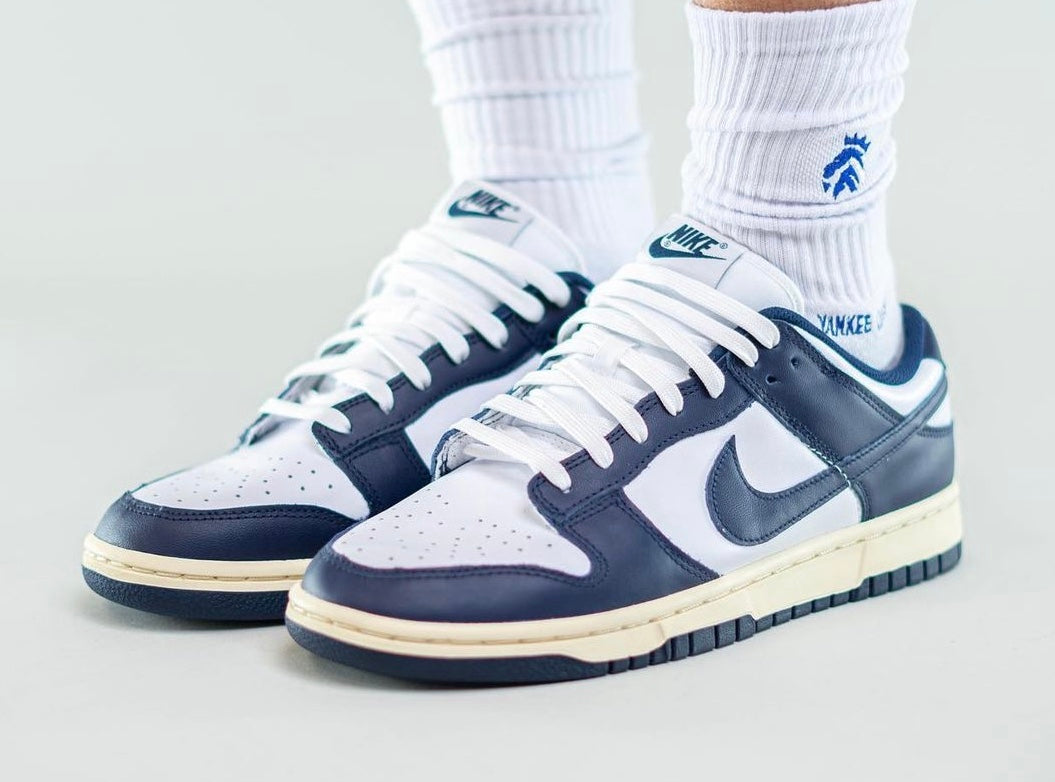 Vintage vibes hit the Nike Dunk Low 'Midnight Navy'