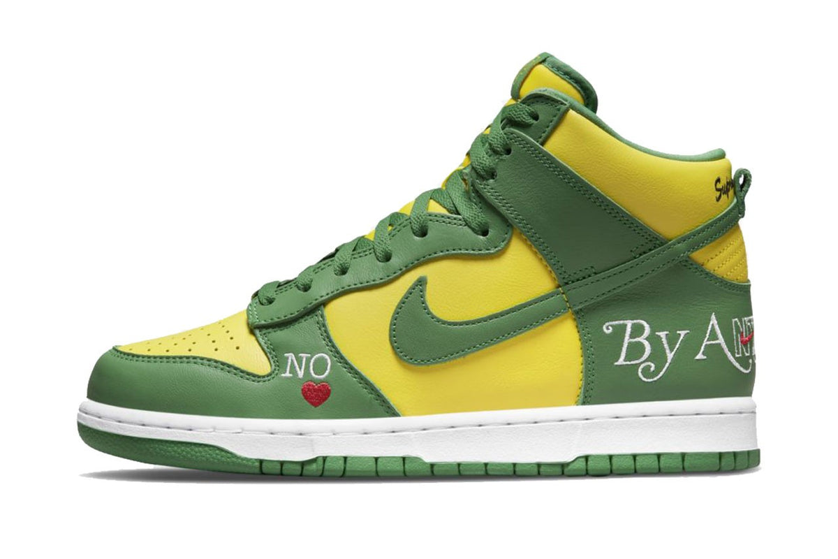 Official Images of the Supreme x Nike SB Dunk High 'Brazil' Colourway