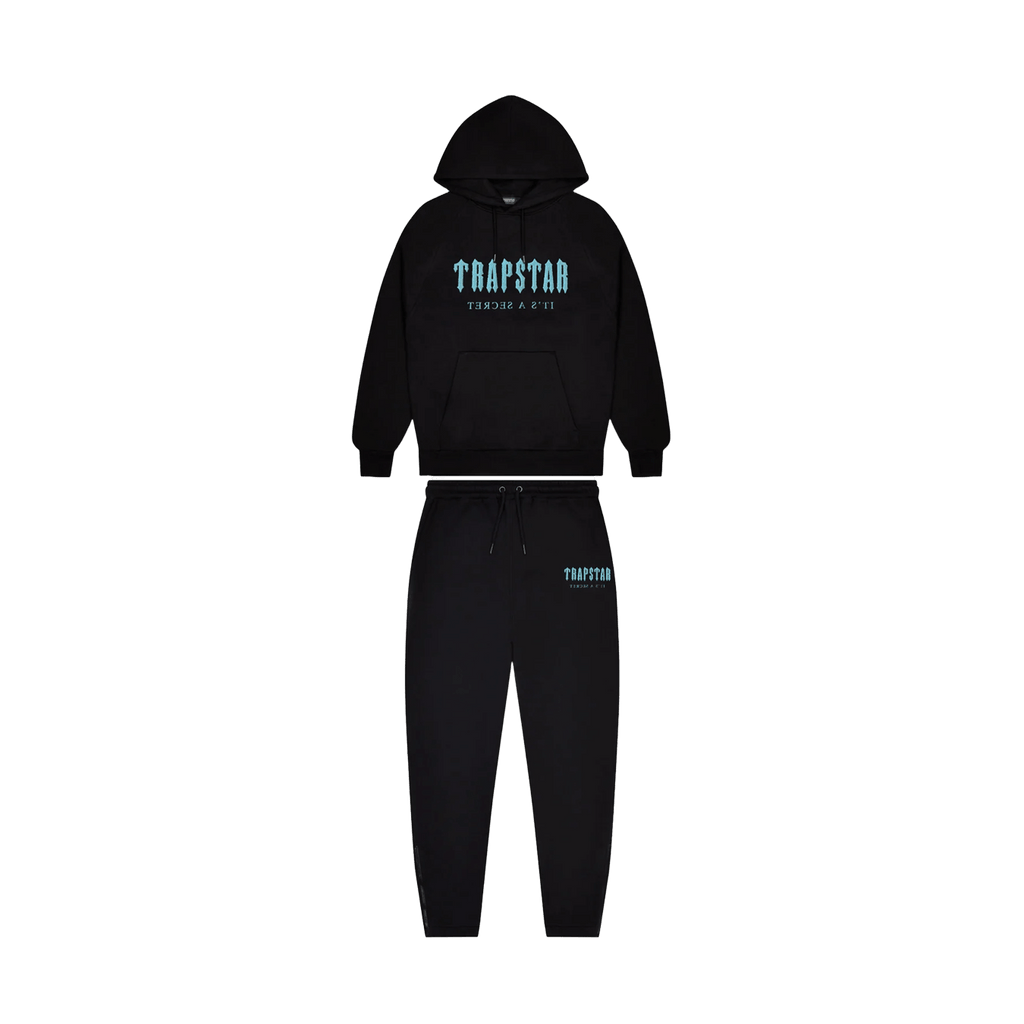 Trapstar Chenille Decoded Hooded Tracksuit-Black/Light Blue — Kick
