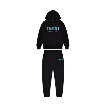 Trapstar Chenille Decoded Hooded Tracksuit-Black/Light Blue - Kick Game