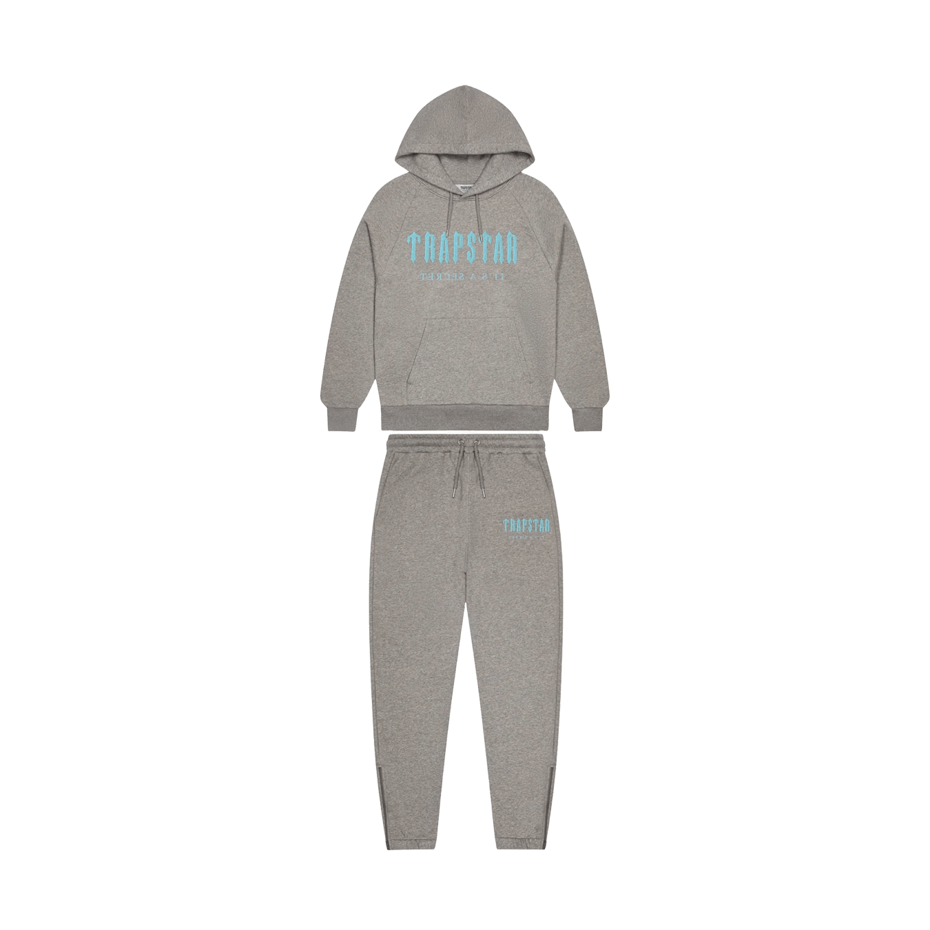 Trapstar Chenille Decoded Hooded Tracksuit- Grey/Light Blue - Kick Game