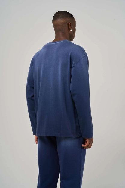 KAIZEN MARKET BLANK HEAVYWEIGHT FADE OUT LONGSLEEVE TEE BLUE - Kick Game