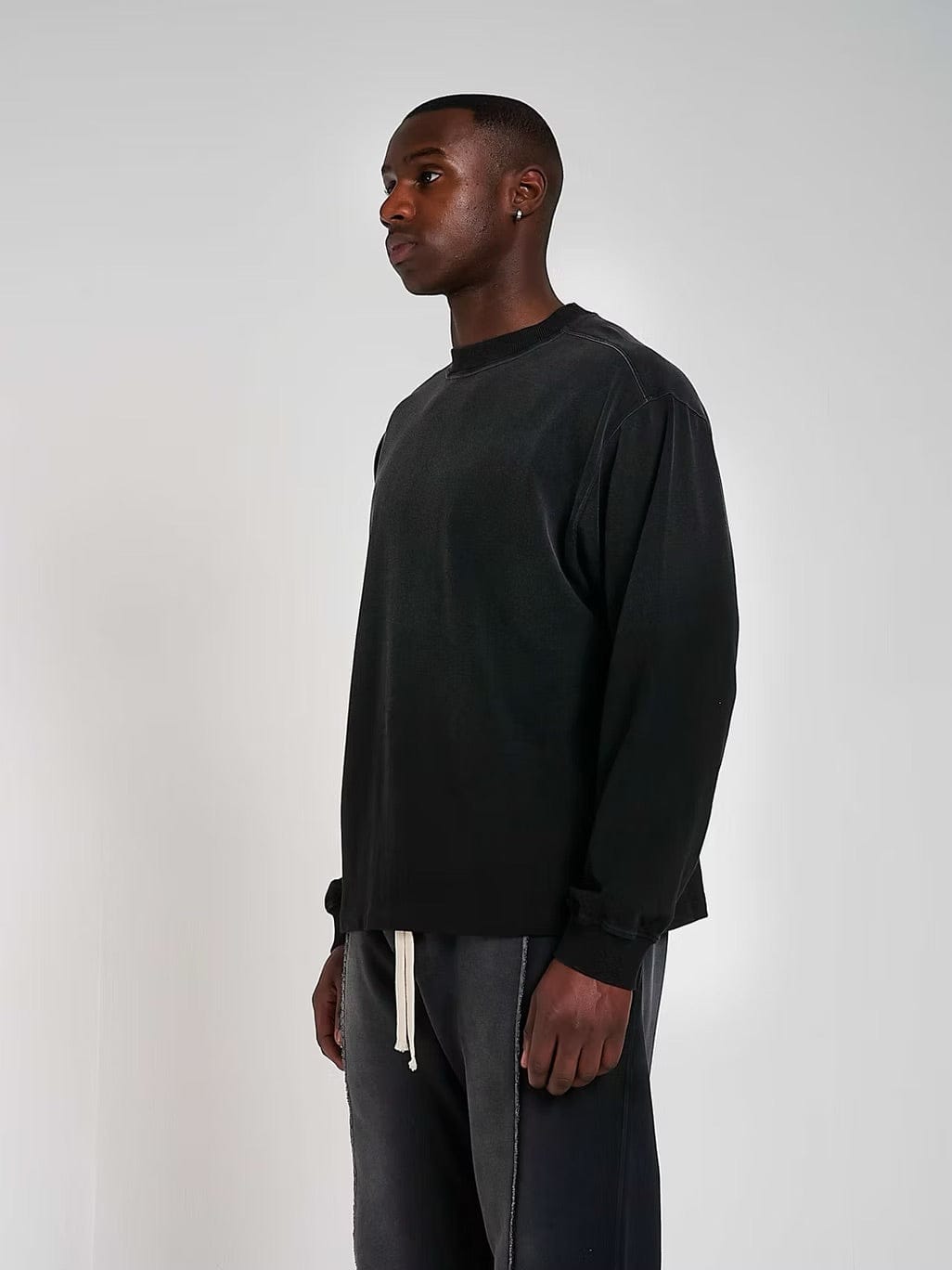 KAIZEN MARKET BLANK HEAVYWEIGHT FADE OUT LONGSLEEVE TEE BLACK - Kick Game