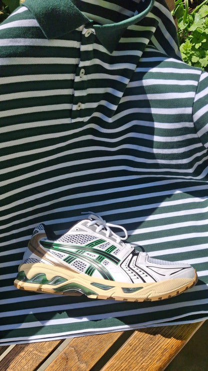 Summit Pique Long Sleeve Polo 'Forest White' - Kick Game