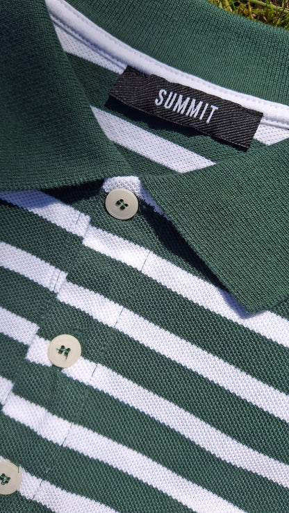 Summit Pique Long Sleeve Polo 'Forest White' - Kick Game