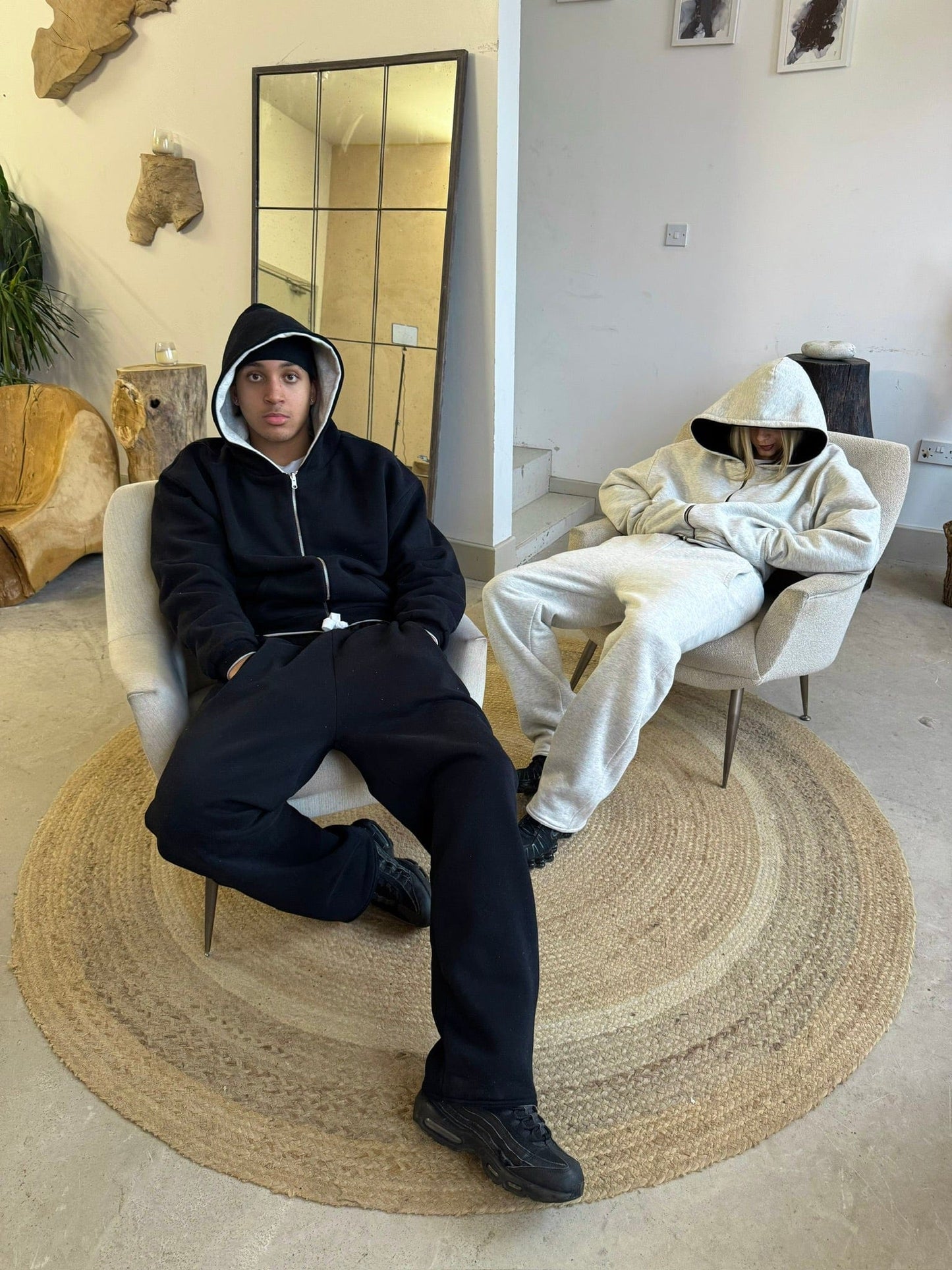 KAIZEN MARKET GREY/BLACK REVERSIBLE ZIP HOODIE - Kick Game