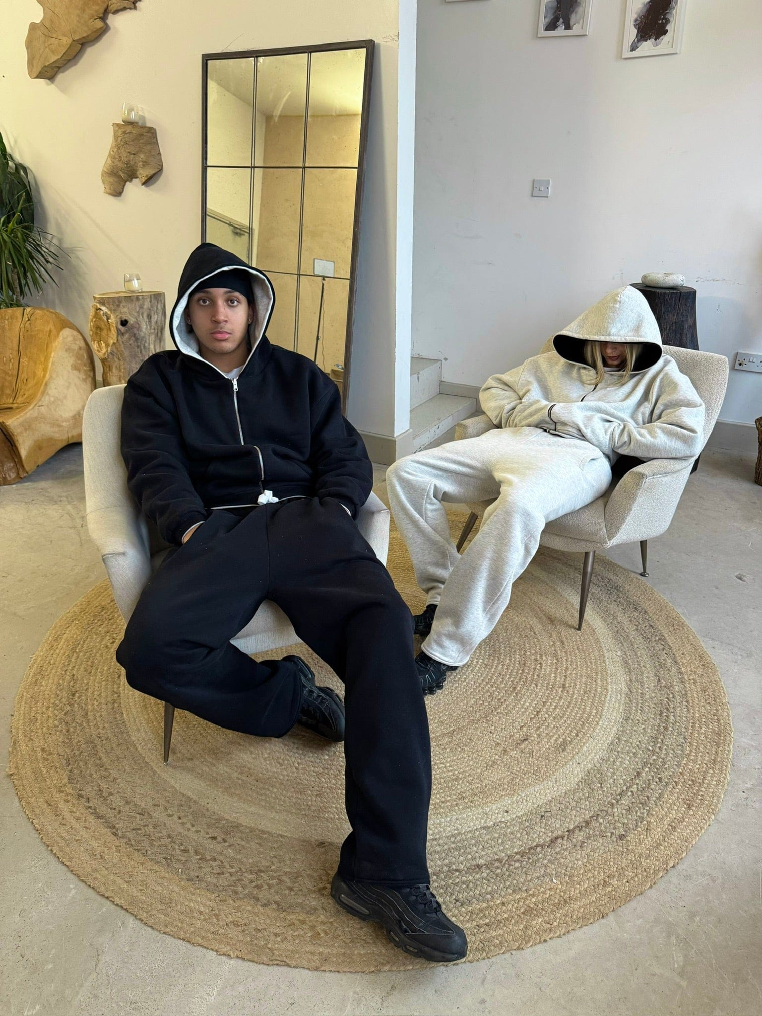 KAIZEN MARKET GREY/BLACK REVERSIBLE ZIP HOODIE - Kick Game