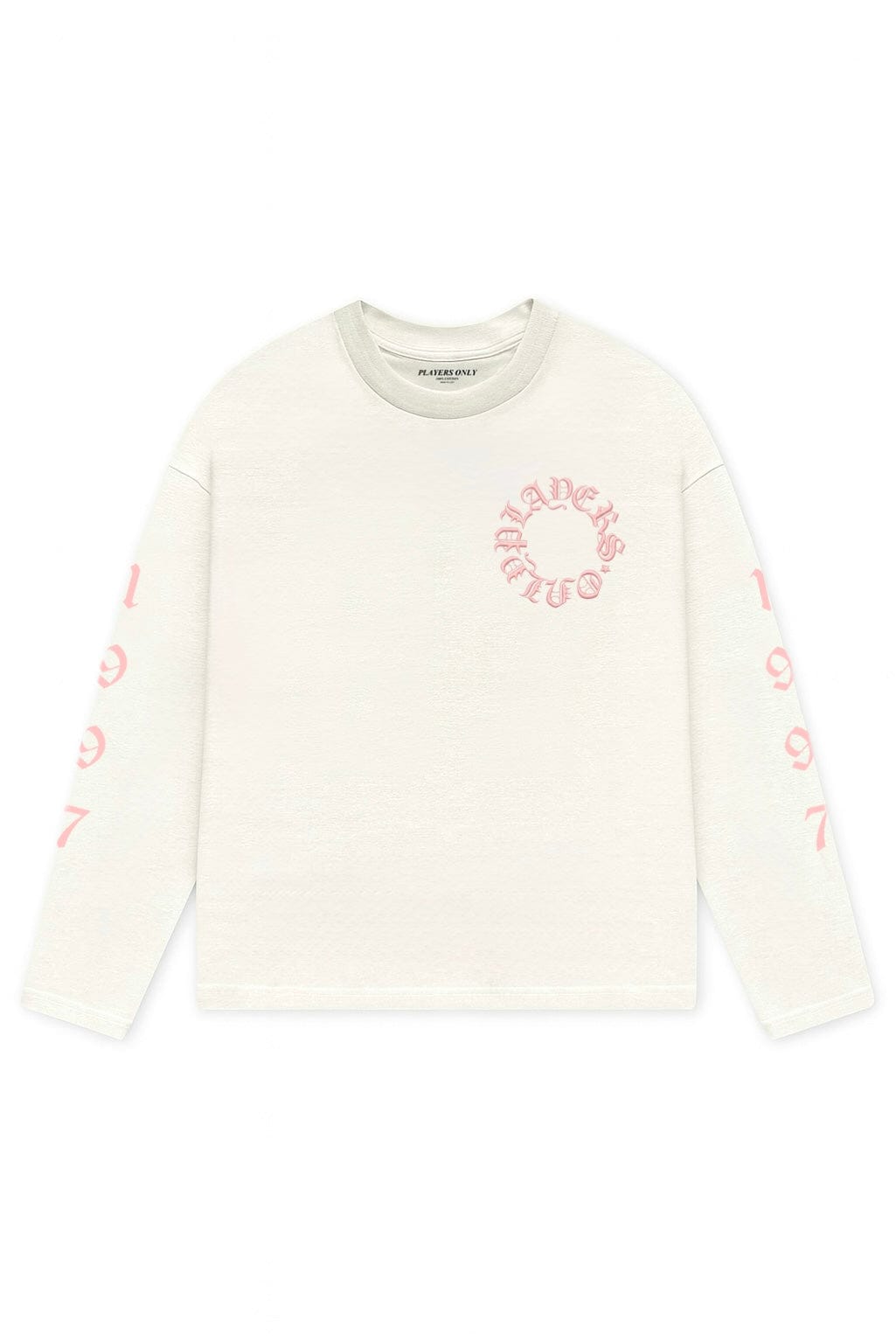 PLAYERS ONLY ECRU - PINK EMBROIDERED LONG SLEEVE - Kick Game