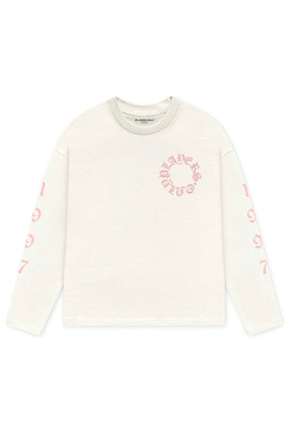 PLAYERS ONLY ECRU - PINK EMBROIDERED LONG SLEEVE - Kick Game
