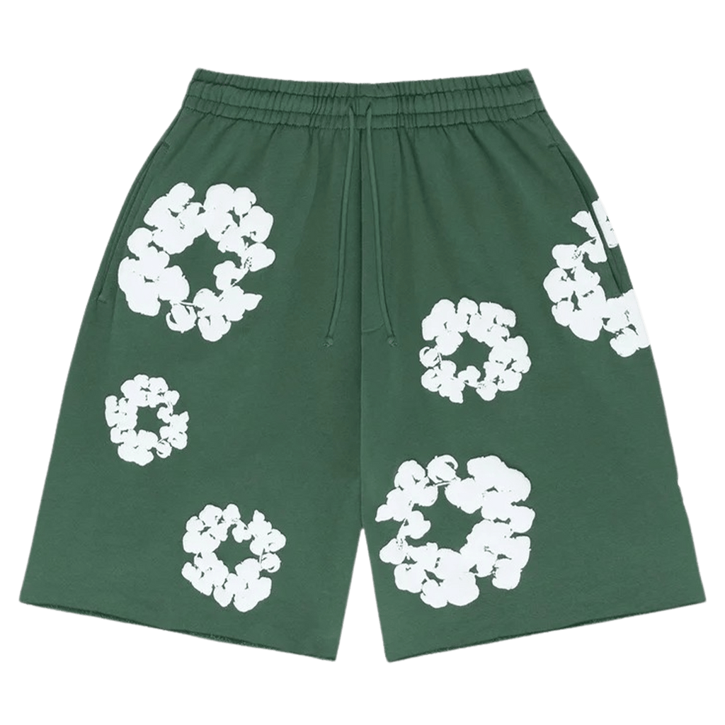 Denim Tears The Cotton Wreath Shorts 'Green' - Kick Game