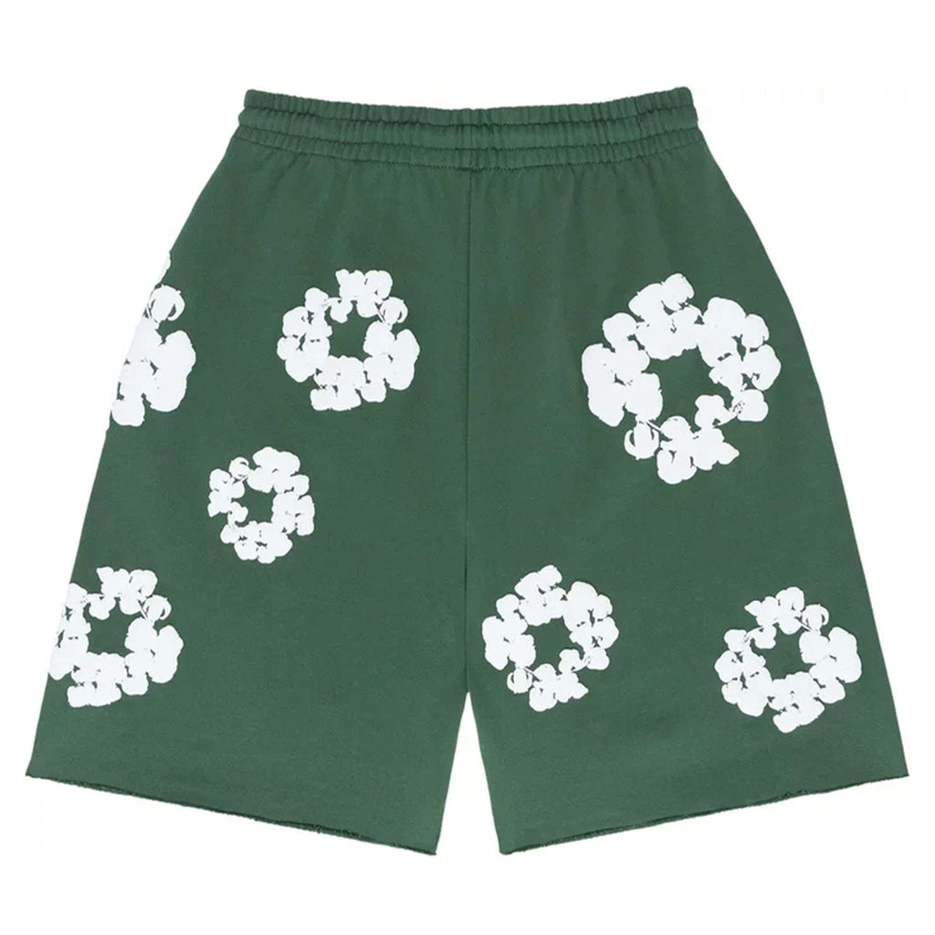 Denim Tears The Cotton Wreath Shorts 'Green' - Kick Game