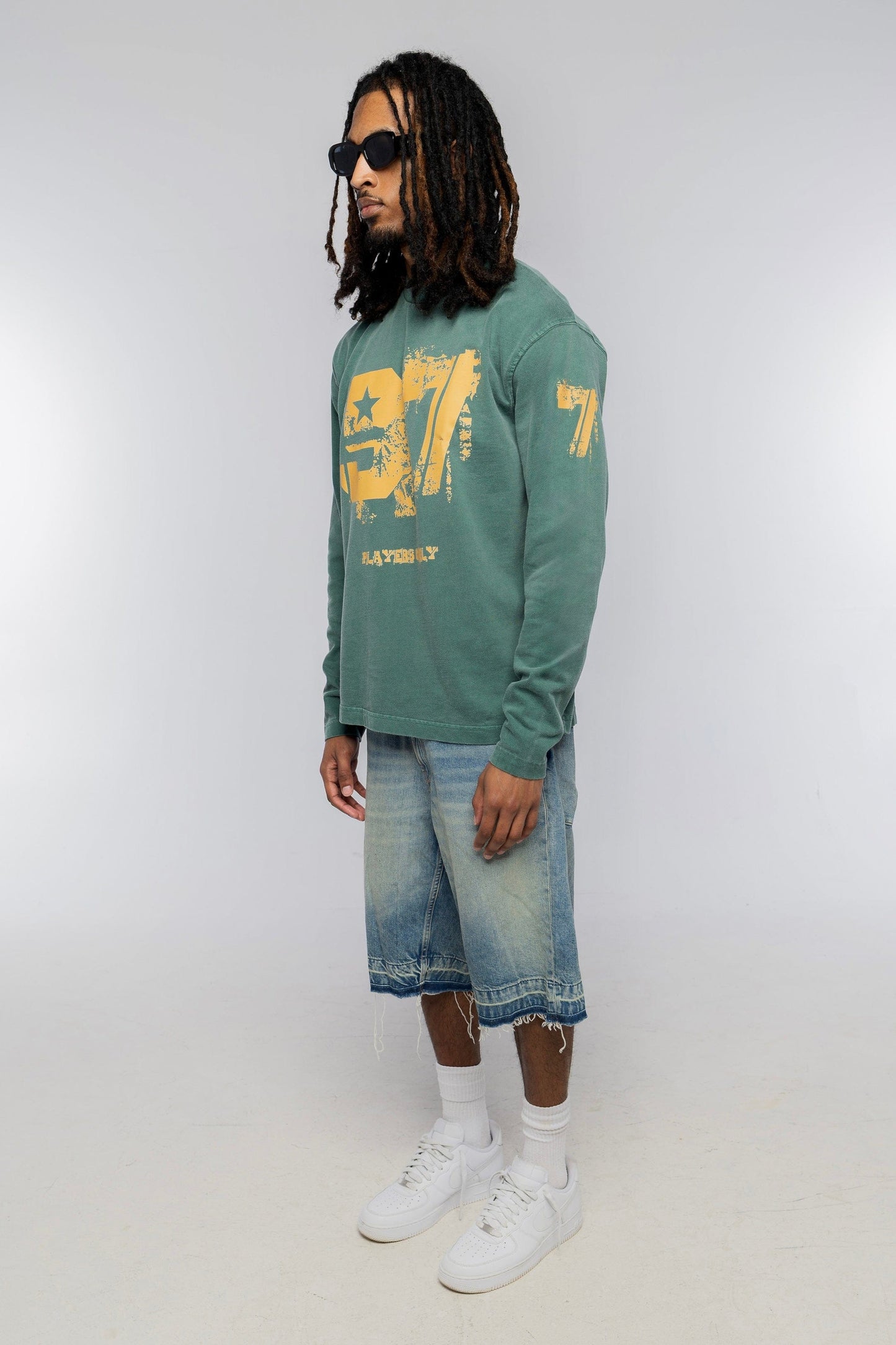 PLAYERS ONLY WASHED FORREST GREEN DISTRESSED 97 JERSEY LONG SLEEVE - Kick Game