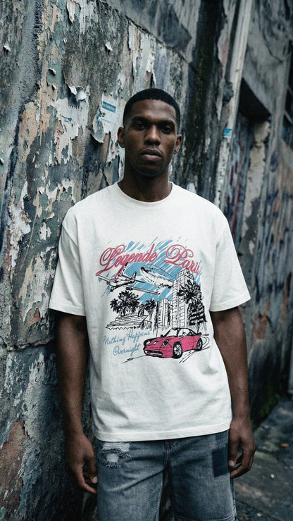 Legende Paris OVERNIGHT SKETCH T-SHIRT - WHITE - Kick Game