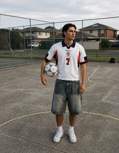 98 Becks inspired knit Jersey - White - Kick Game