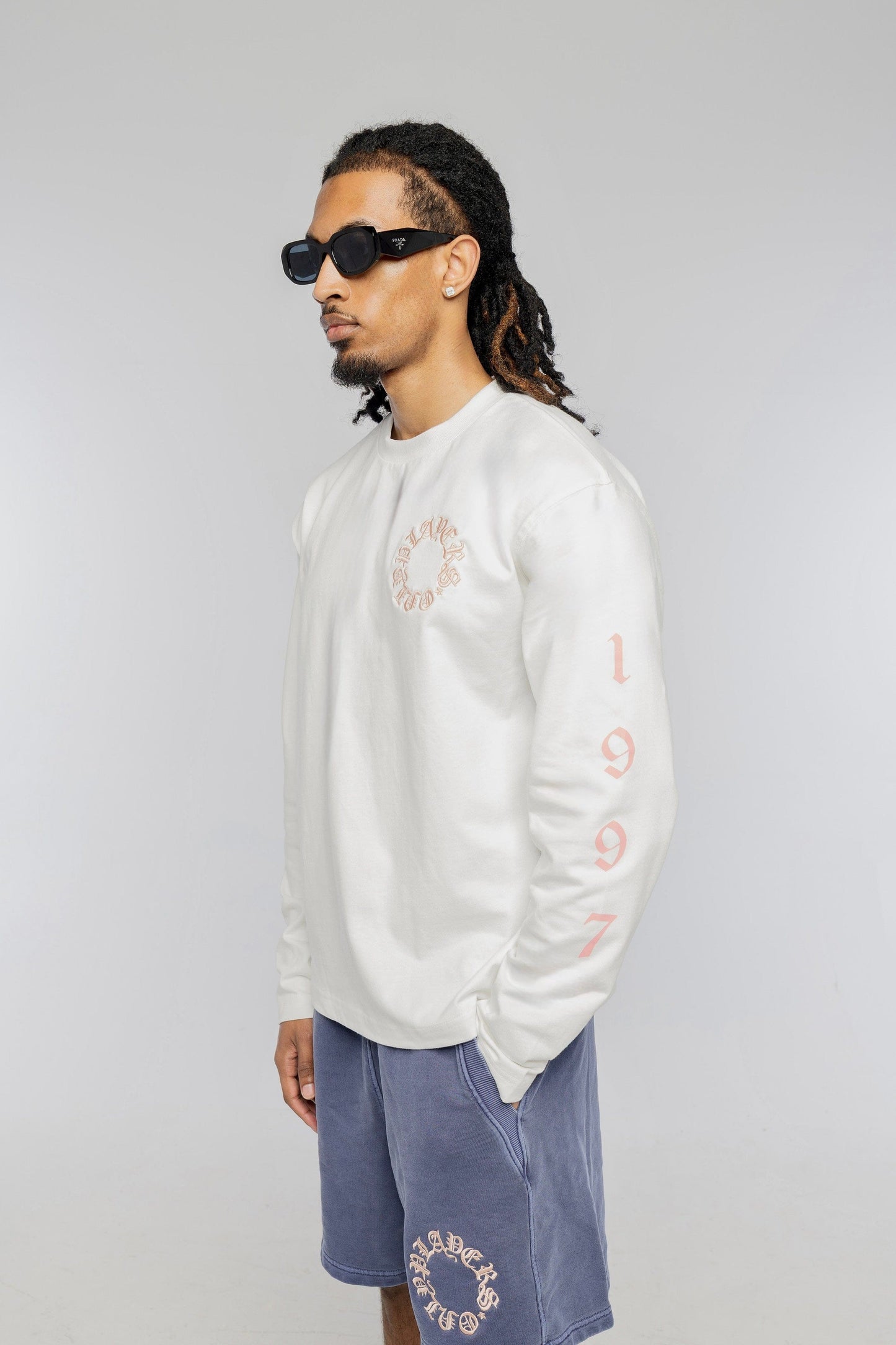 PLAYERS ONLY ECRU - PINK EMBROIDERED LONG SLEEVE - Kick Game