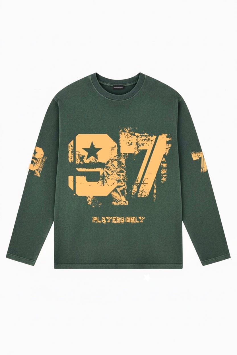 PLAYERS ONLY WASHED FORREST GREEN DISTRESSED 97 JERSEY LONG SLEEVE - Kick Game