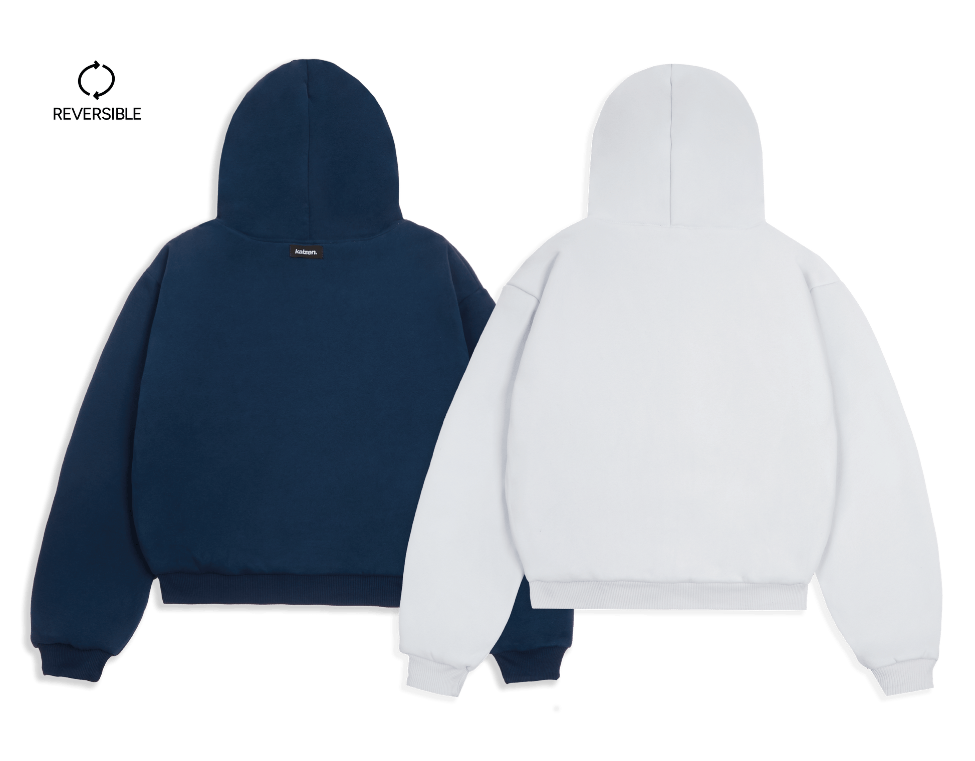 KAIZEN MARKET NAVY/STONE REVERSIBLE ZIP HOODIE - Kick Game