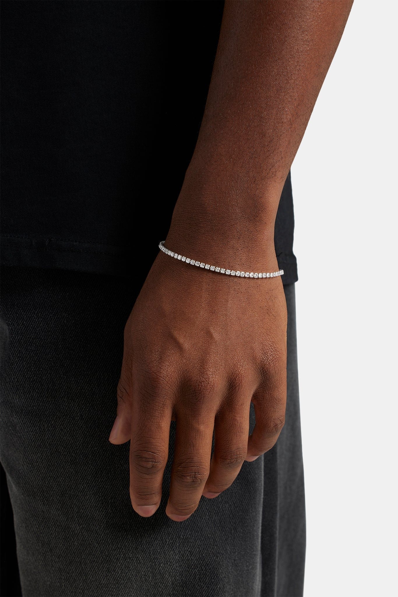 Micro Tennis Bracelet - 2.5mm - White - Kick Game