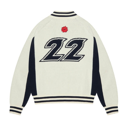 Broken Planet Racer Knit Zip Up 'White Navy' - Kick Game
