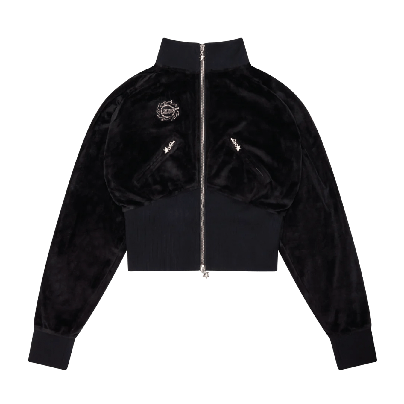 Broken Planet Star Girl Velour Track Jacket 'Midnight Black' - Kick Game