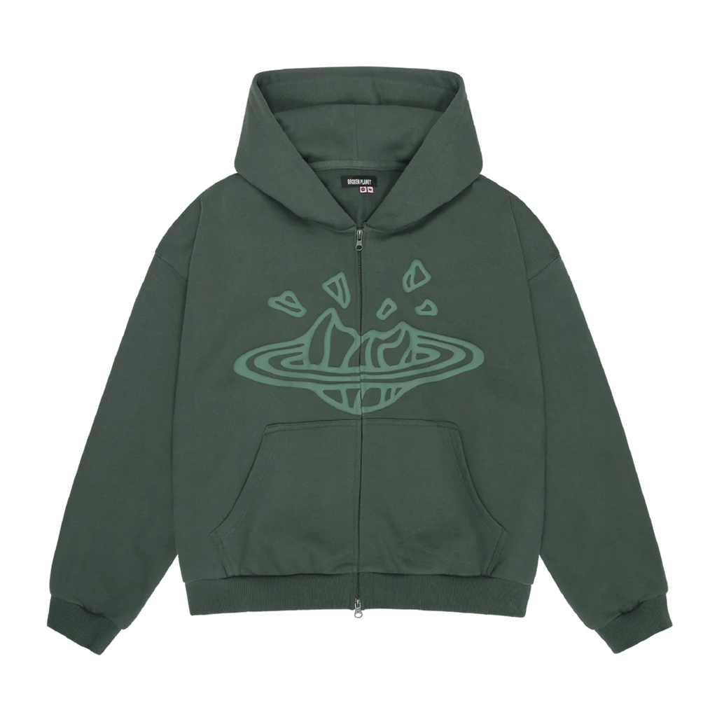 Broken Planet Zip Up Hoodie 'Emerald Green' - Kick Game