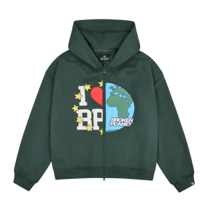 Broken Planet My Planet Zip Up Hoodie 'Emerald Green'