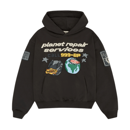 Broken Planet Market Hoodie 'Planet Repair Services' - Soot Black - Kick Game
