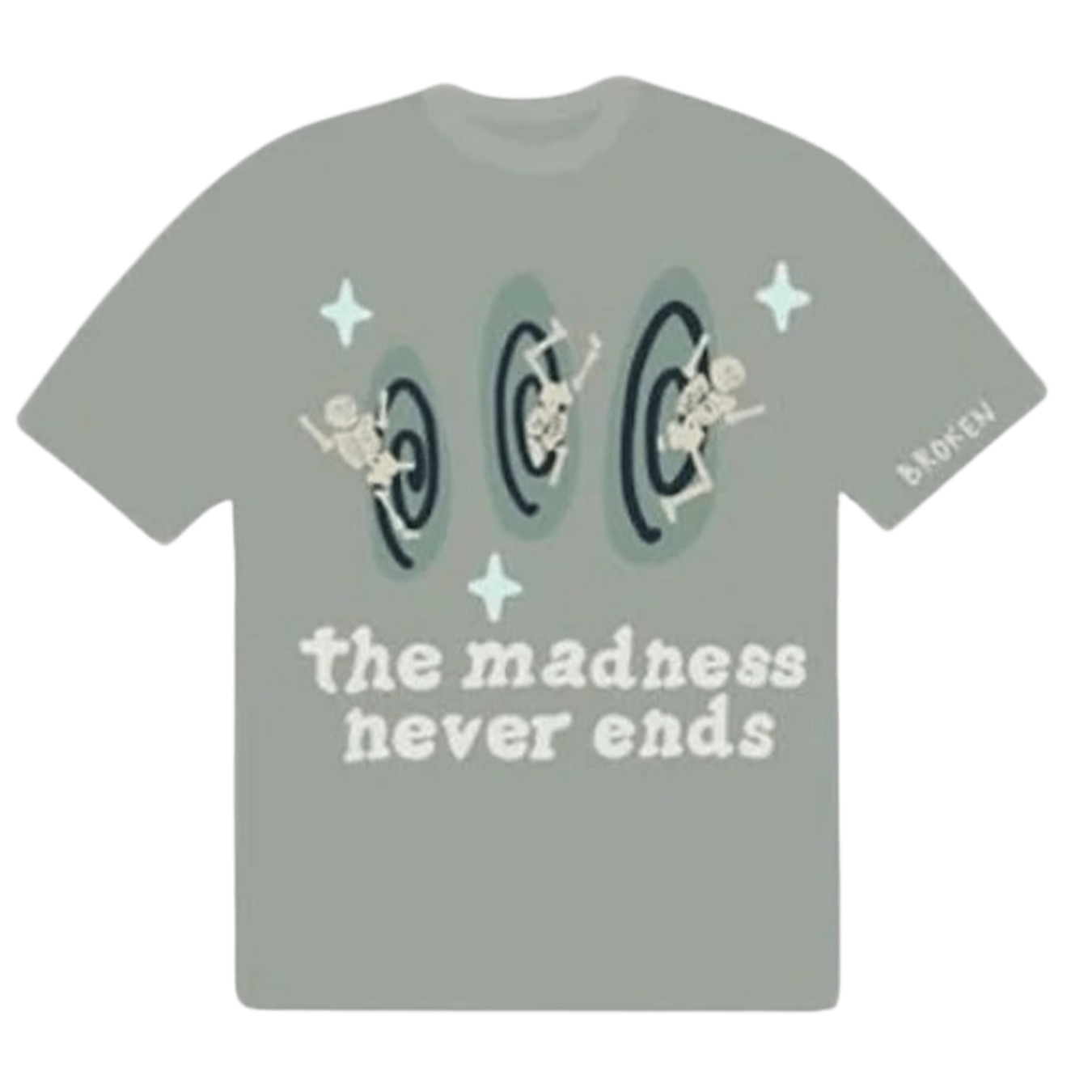 Broken Planet Market T-Shirt 'The Madness Never Ends' - Grey - Kick Game