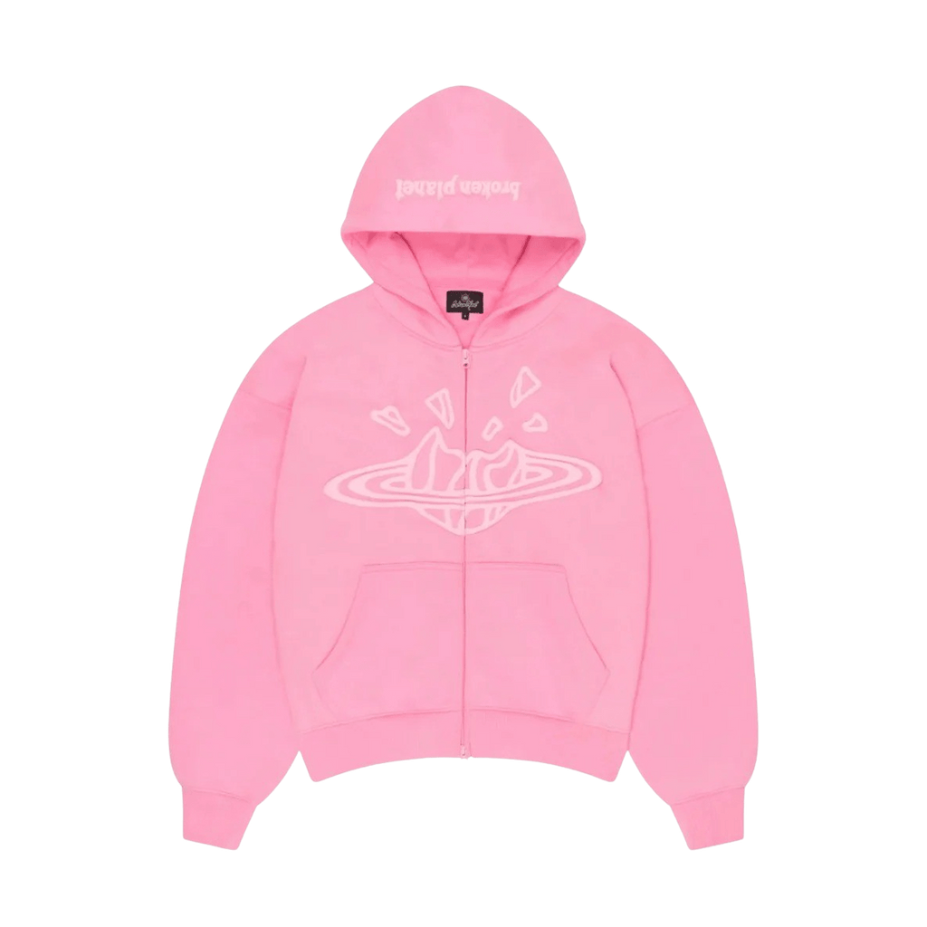 Pink hooded zip up sweatshirt shop