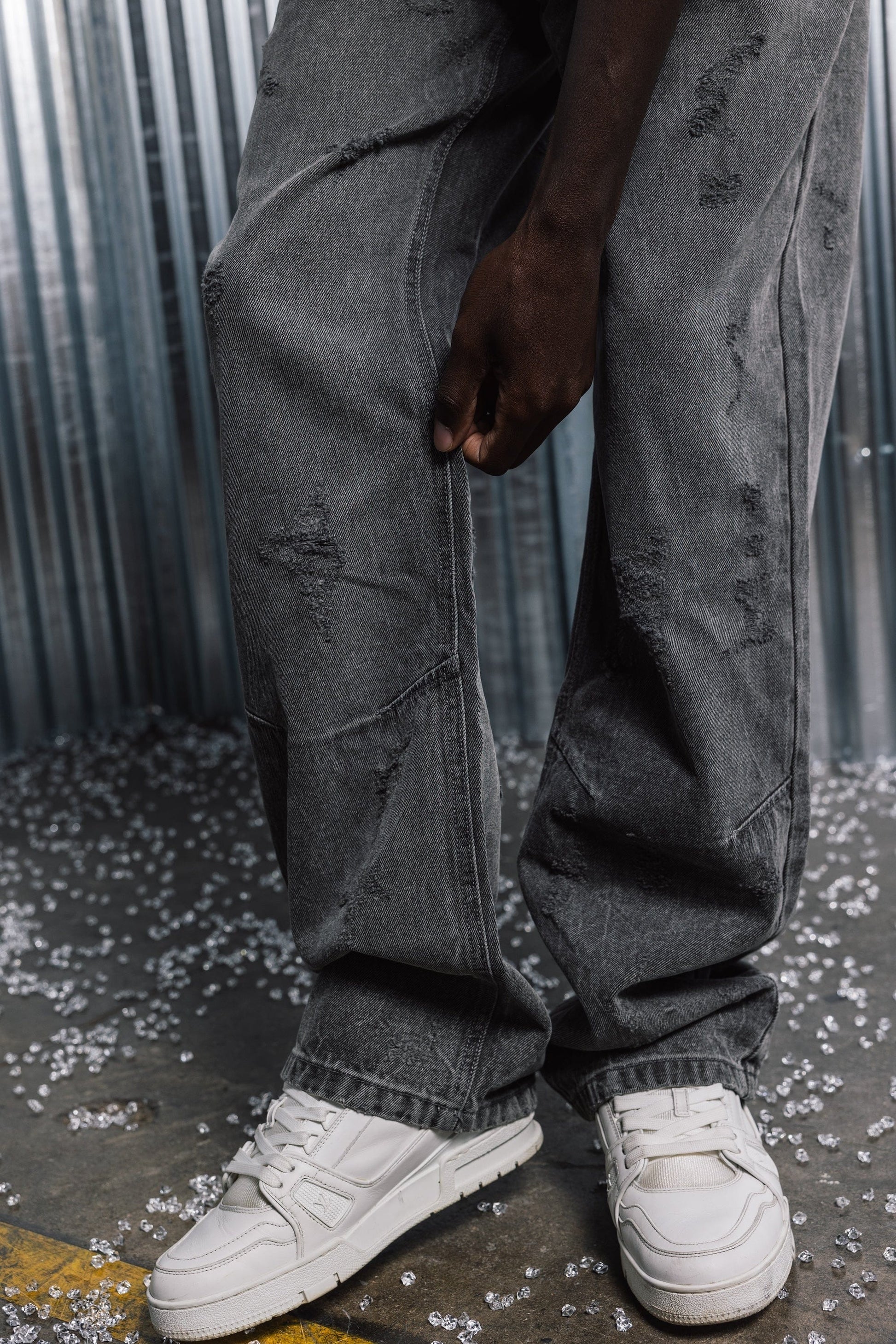 Distressed Denim - Stone Grey - Kick Game