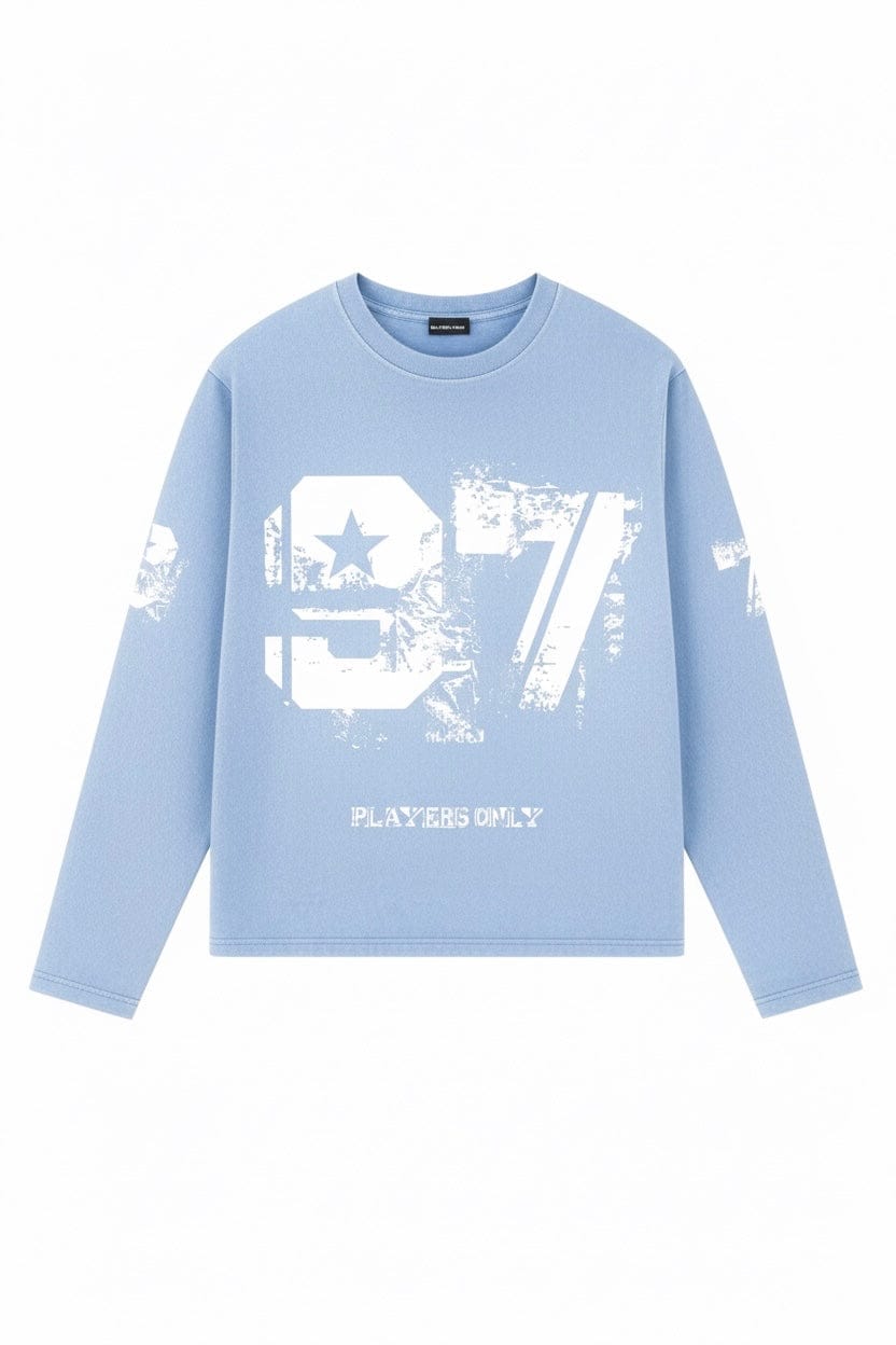 PLAYERS ONLY WASHED SKY BLUE DISTRESSED 97 JERSEY LONG SLEEVE - Kick Game