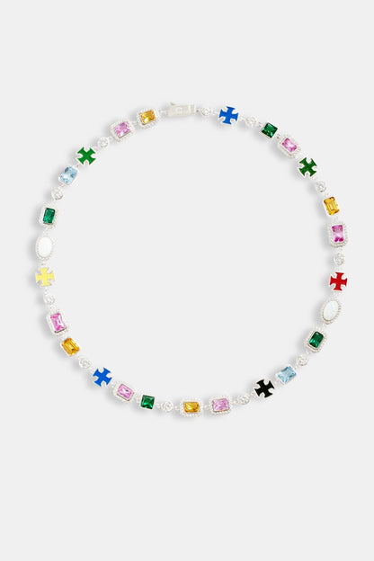 Cernucci Multi Gemstone Motif Necklace - 10mm - Kick Game