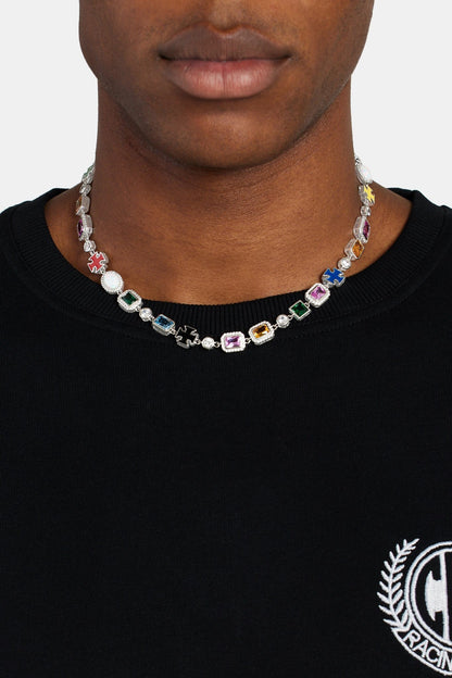 Cernucci Multi Gemstone Motif Necklace - 10mm - Kick Game