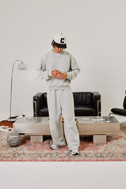 Sweater & Baggy Fit Jogger - Grey Marl - Kick Game