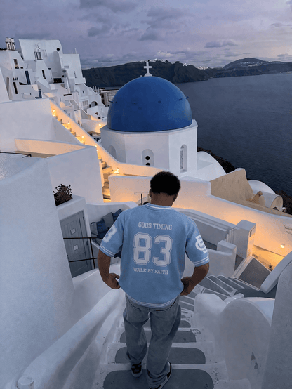 God’s Timing 83 knit Jersey - Light Blue - Kick Game