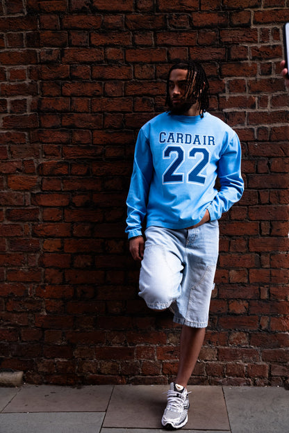 Cardair Varsity Long Sleeve T Shirt - Sky Blue - Kick Game