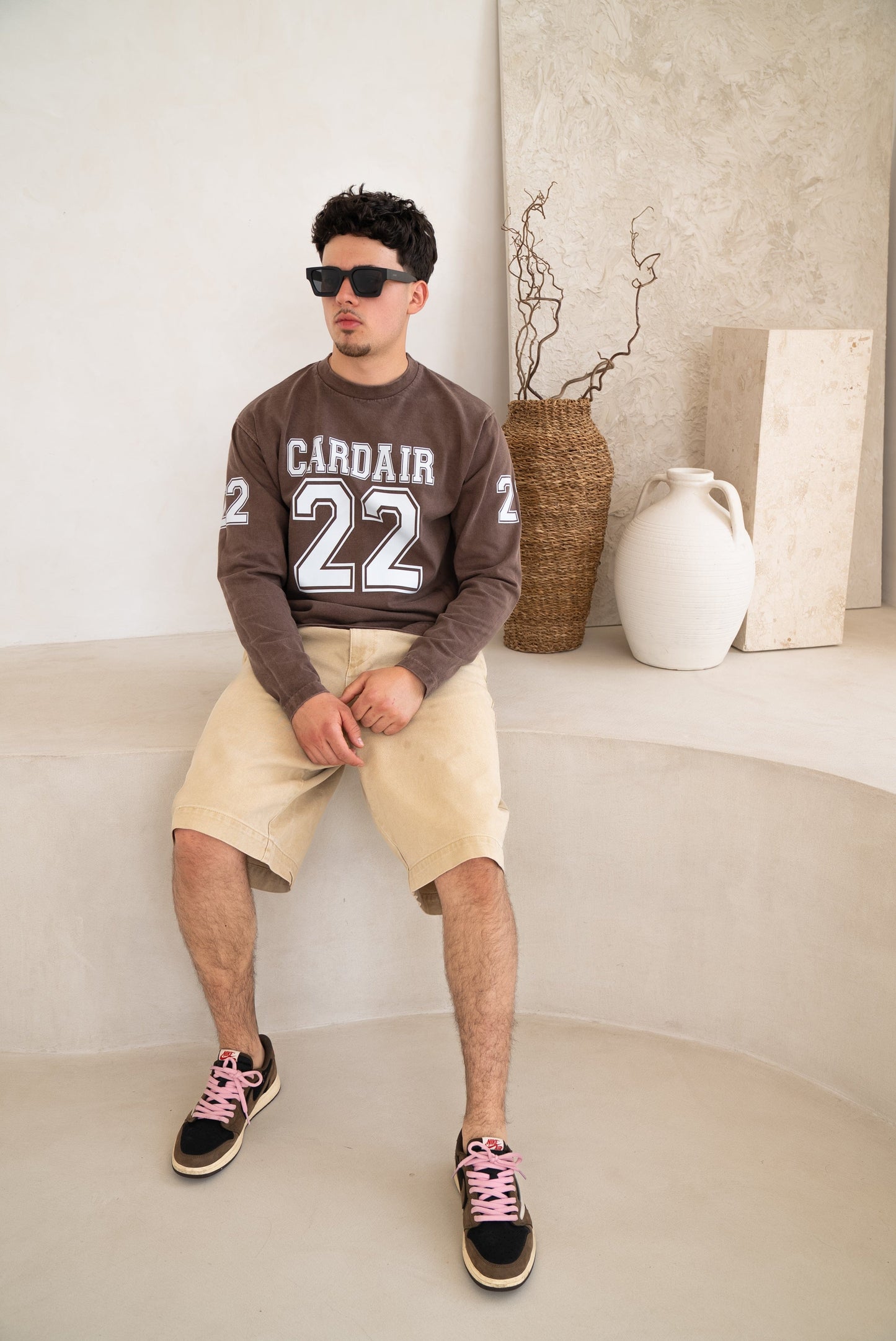 Cardair Varsity Long Sleeve T Shirt - Brown - Kick Game