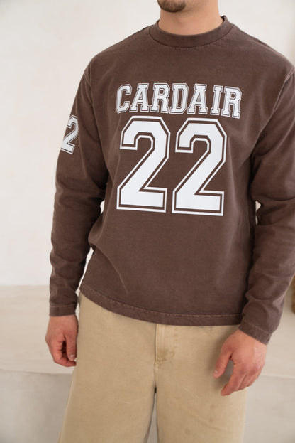 Cardair Varsity Long Sleeve T Shirt - Brown - Kick Game