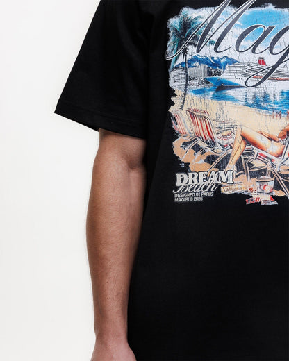 Magiri Dream Beach Printed T-Shirt 'Black' - Kick Game