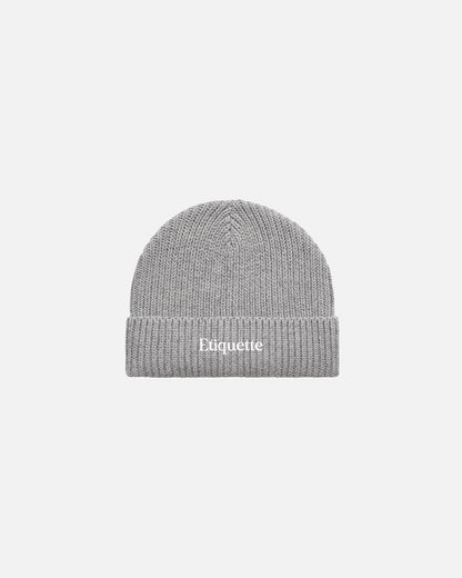 Etiquette Ribbed Beanie 'Grey' - Kick Game