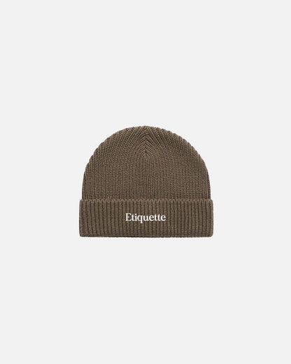 Etiquette Ribbed Beanie 'Walnut' - Kick Game
