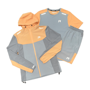 Reprimo Flight Jacket, Tee and Shorts Set 'Grey Orange'