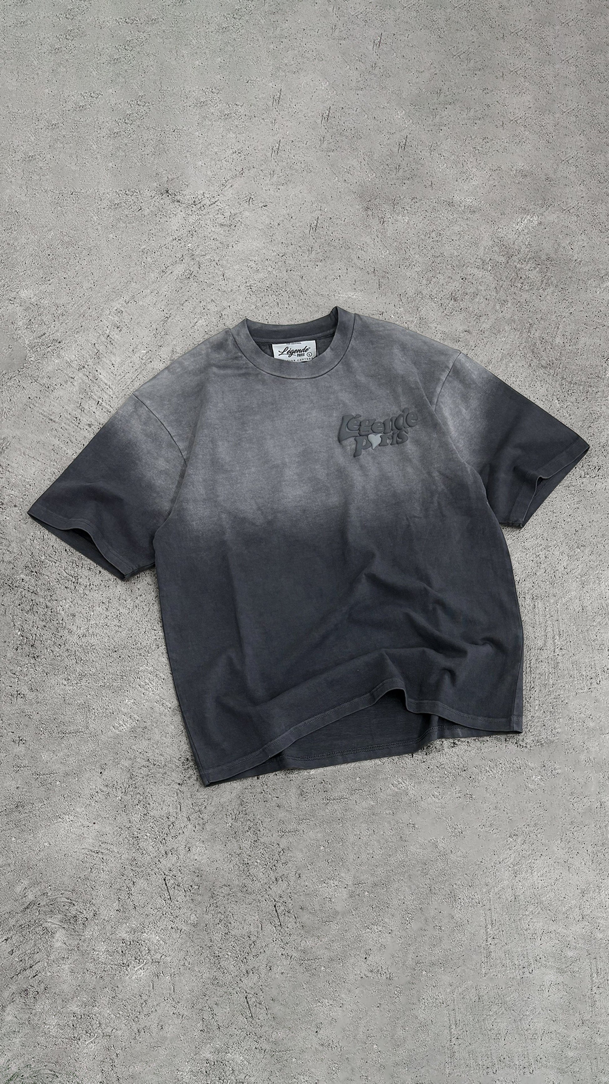 Legende Paris LND GRADIENT T-SHIRT - CHARCOAL WASHED - Kick Game