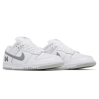 Nike Dunk Low SB x Supreme 'White Metallic Silver' - Kick Game