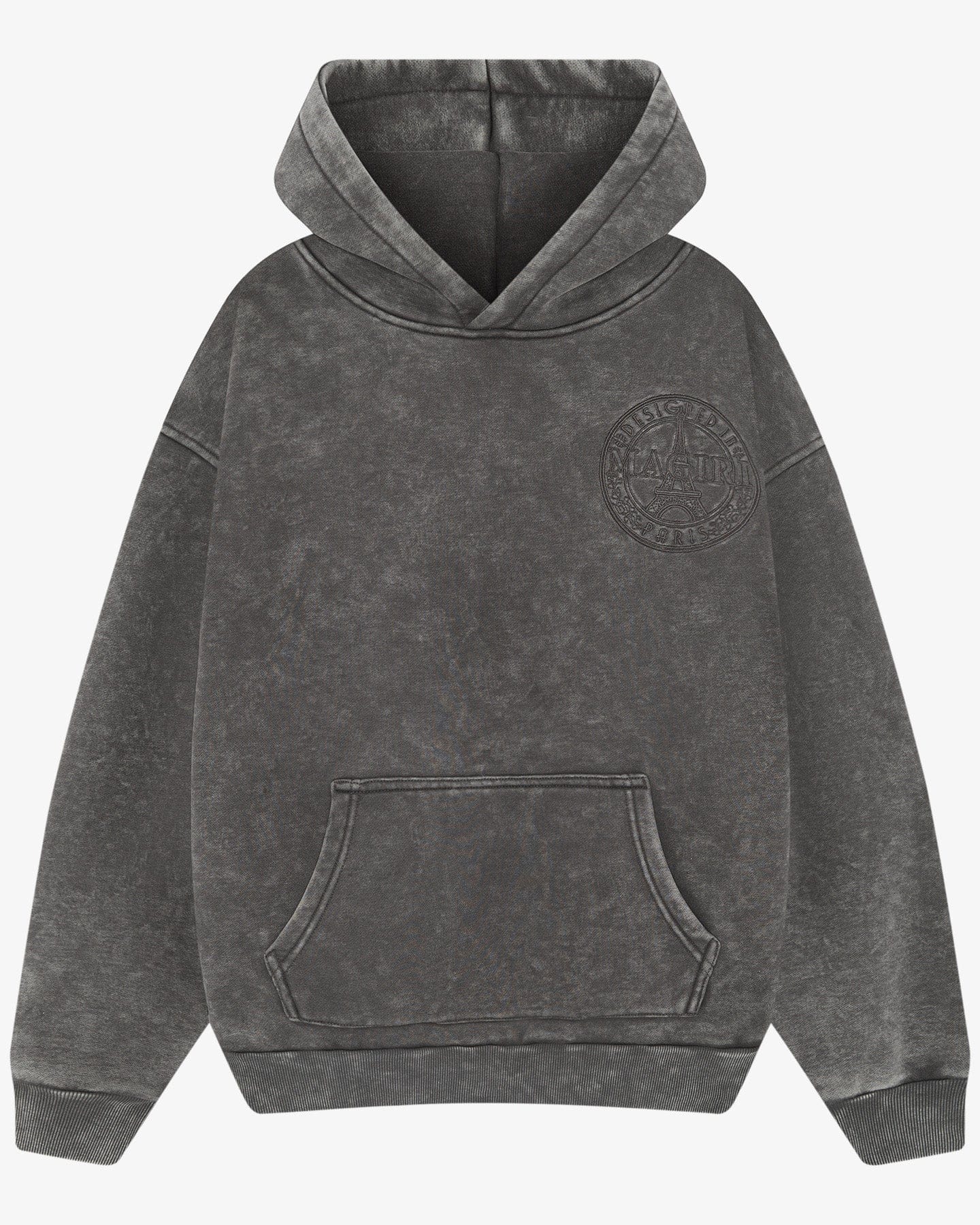 Magiri Embroidered Acid Wash Hoodie 'Washed Grey' - Kick Game